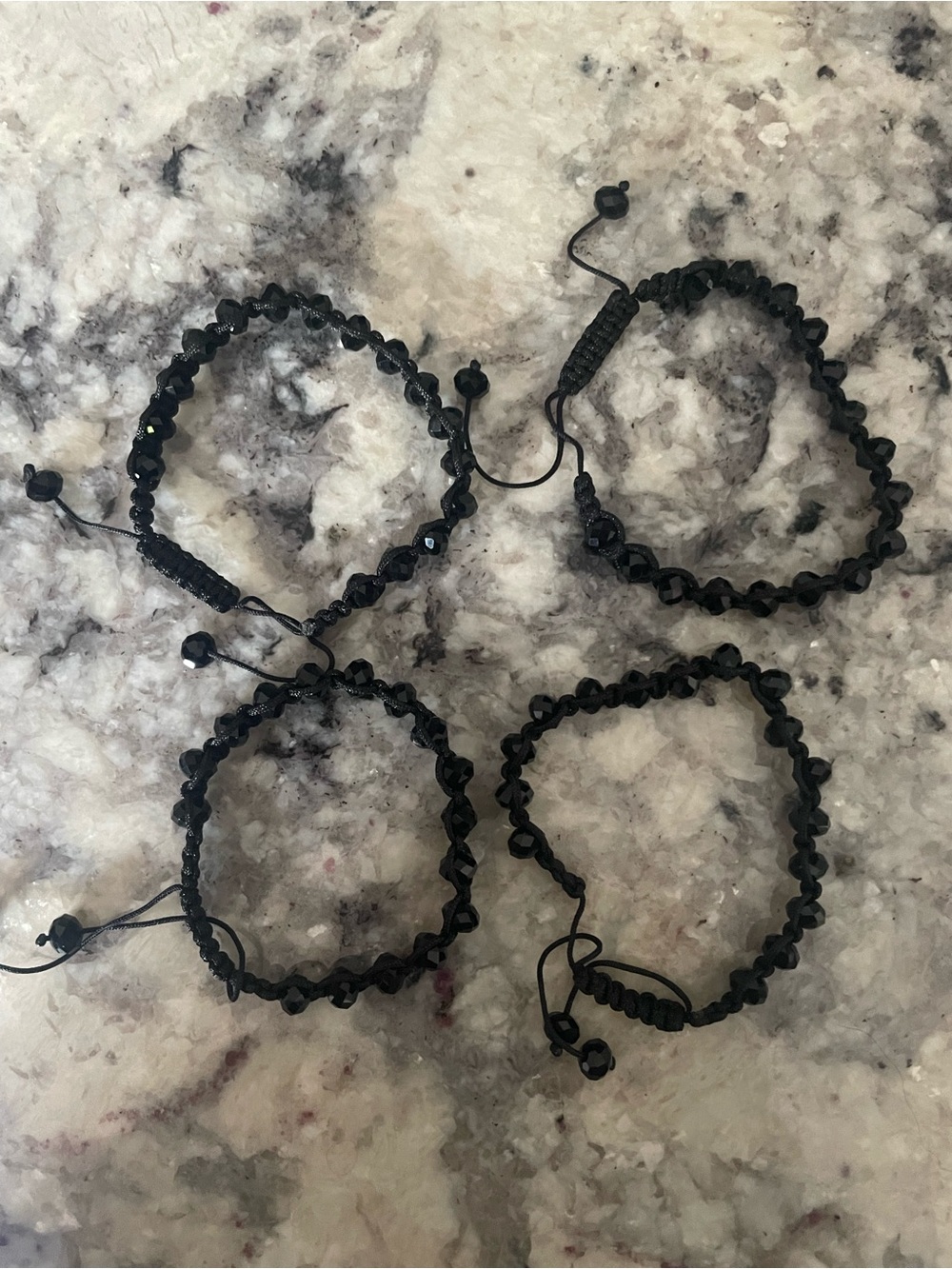 Adjustable Black Beaded Bracelet Set - Women's Jewelry